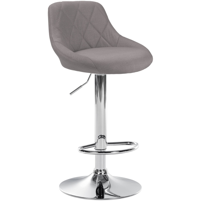 Tabouret de bar Lazio en tissu chromé gris