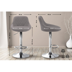 Tabouret de bar Lazio en tissu chromé gris