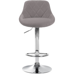 Tabouret de bar Lazio en tissu chromé gris