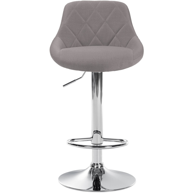 Tabouret de bar Lazio en tissu chromé gris