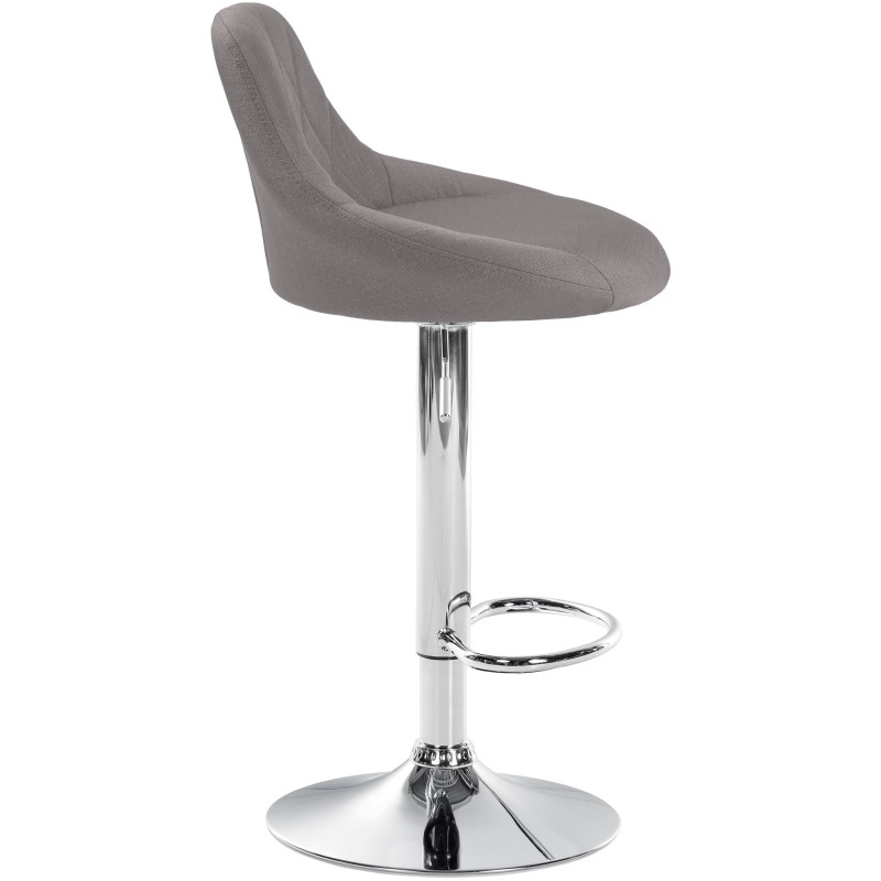 Tabouret de bar Lazio en tissu chromé gris