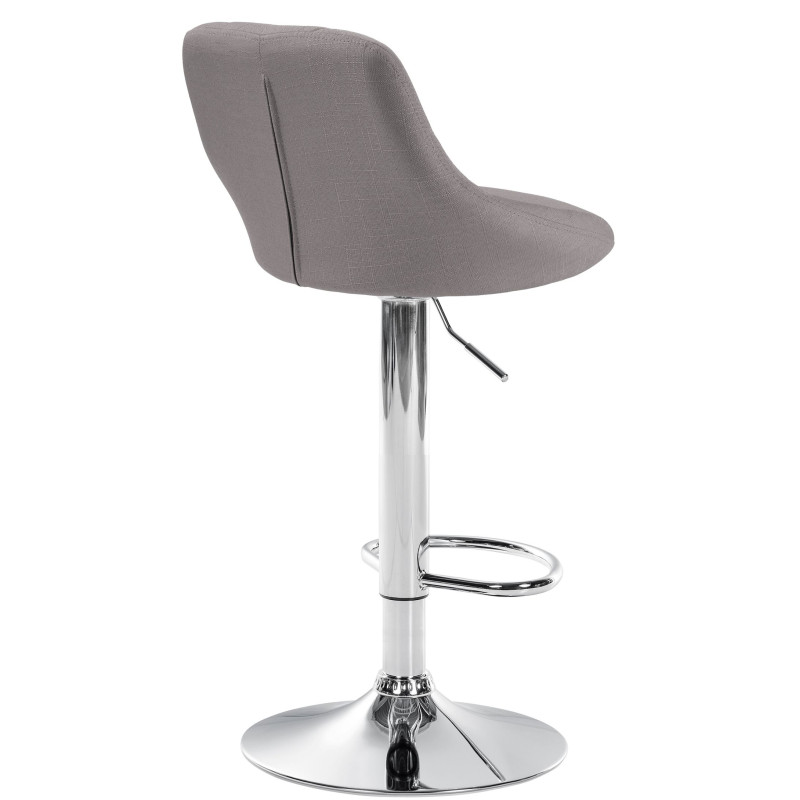 Tabouret de bar Lazio en tissu chromé gris