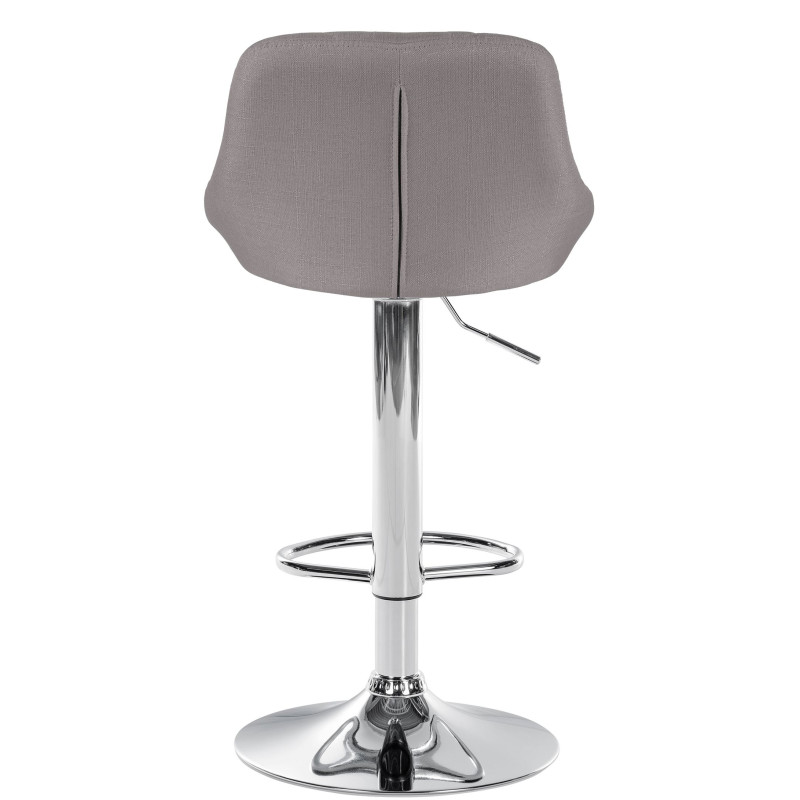 Tabouret de bar Lazio en tissu chromé gris