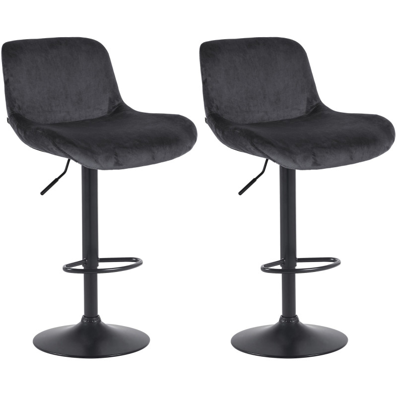 Lot de 2 tabourets de bar Solon Black Velvet noir