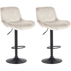 Ensemble de 2 tabourets de bar Solon en velours noir crème