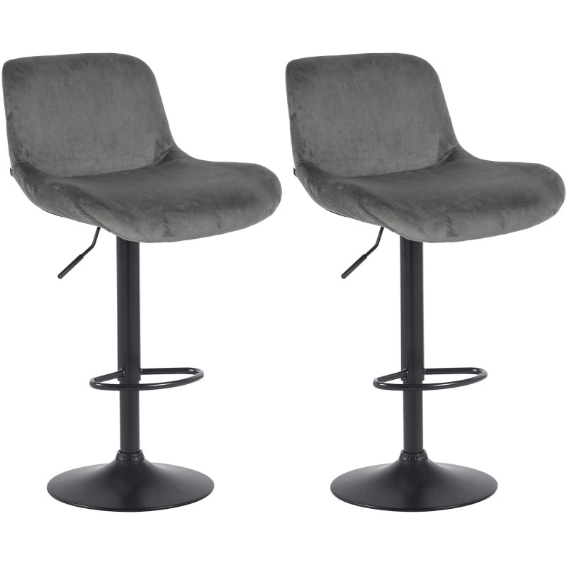 Lot de 2 tabourets de bar Solon velours noir gris foncé