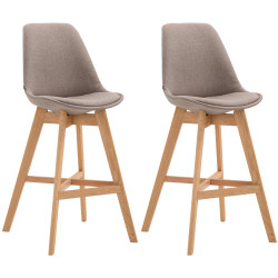 Lot de 2 tabourets de bar Cannes tissu natura taupe