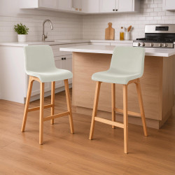 Tabouret de bar Hoover en velours Natura crème