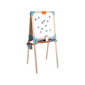 Smoby - Tableau en bois double face - Ardoise craie et Blanche magnétique - Pliable et hauteur ajustable - 80 accessoires - Dés 