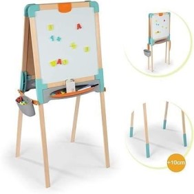 Smoby - Tableau en bois double face - Ardoise craie et Blanche magnétique - Pliable et hauteur ajustable - 80 accessoires - Dés 