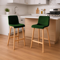 Tabouret de bar Hoover en velours Natura vert