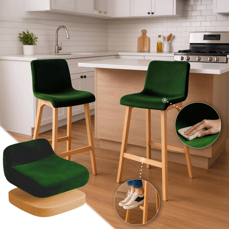 Tabouret de bar Hoover Velvet Natura vert