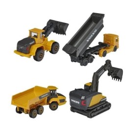 Coffret de 4 véhicules de chantier Volvo en métal reproductions a l'échelle 1/64eme - Majorette