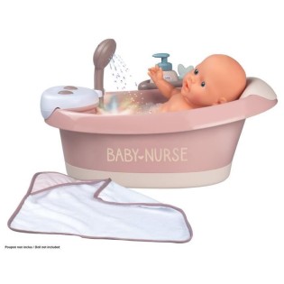 Baignoire balnéo pour poupon jusqu'a 42 cm - Smoby Baby Nurse - Jets d'eau et bulles - Lumieres LED - Fabriqué en France