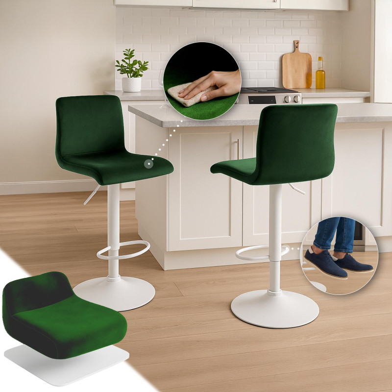 Tabouret de bar Hoover velours W vert