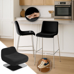 Sgabello Hover Velluto Base a Quattro Gambe Cromata nero