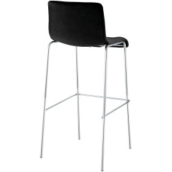 Tabouret de bar Hoover en velours, 4 pieds, chromé noir