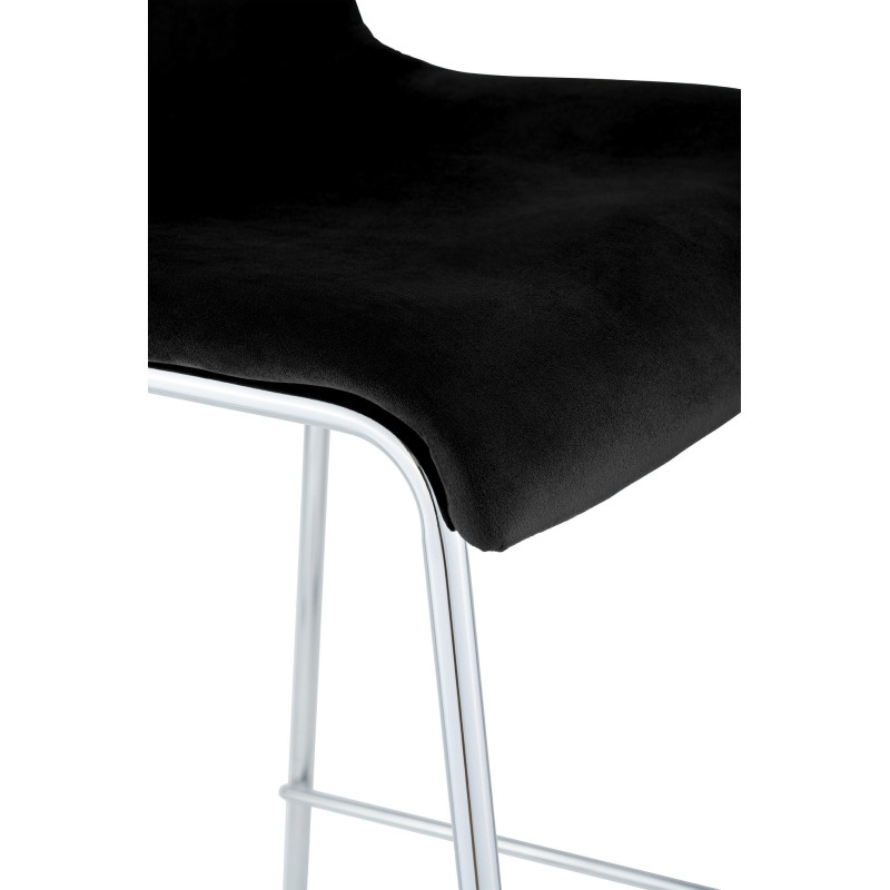 Tabouret de bar Hoover Velvet à 4 pieds, chrome noir