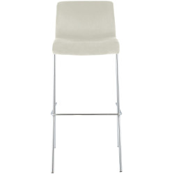 Tabouret de bar Hoover en velours, 4 pieds, chromé crème