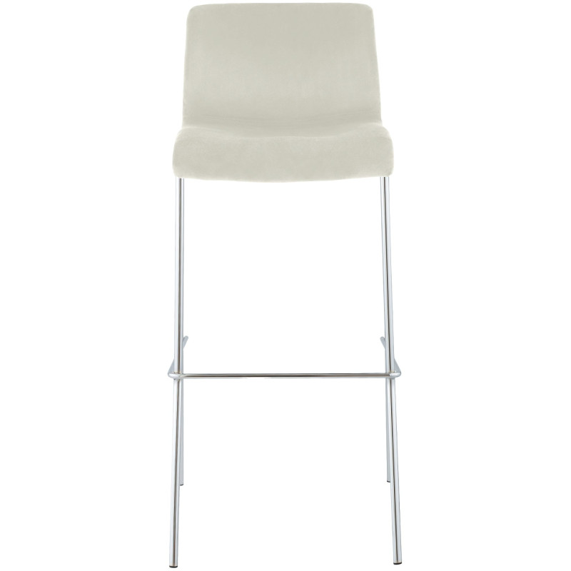 Tabouret de bar 4 pieds en velours Hoover Chrome Crème