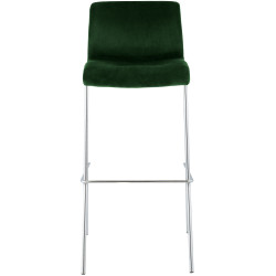 Tabouret de bar Hoover en velours, 4 pieds, chromé vert