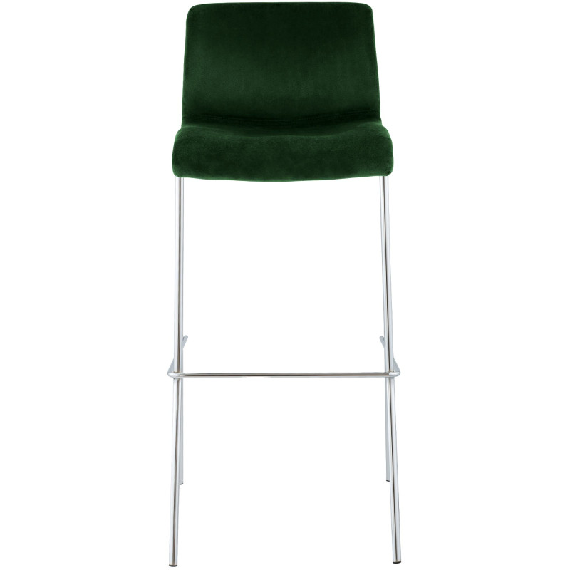 Tabouret de bar Hoover en velours, 4 pieds, chromé vert