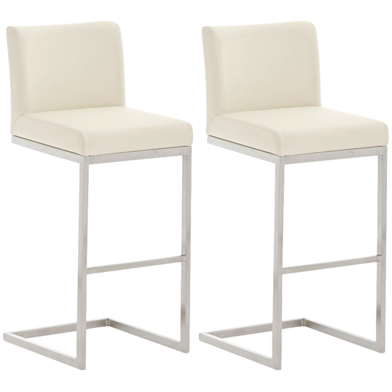 Lot de 2 tabourets de bar Paros en cuir artificiel crème