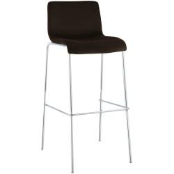 Tabouret de bar Hoover en velours, 4 pieds, chromé brun
