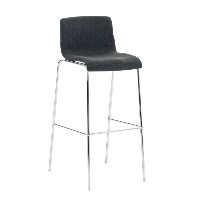 Tabouret de bar Hoover tissu 4 pieds structure chromée gris foncé