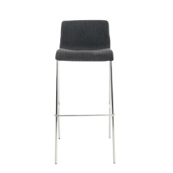 Tabouret de bar Hoover tissu 4 pieds structure chromée gris foncé