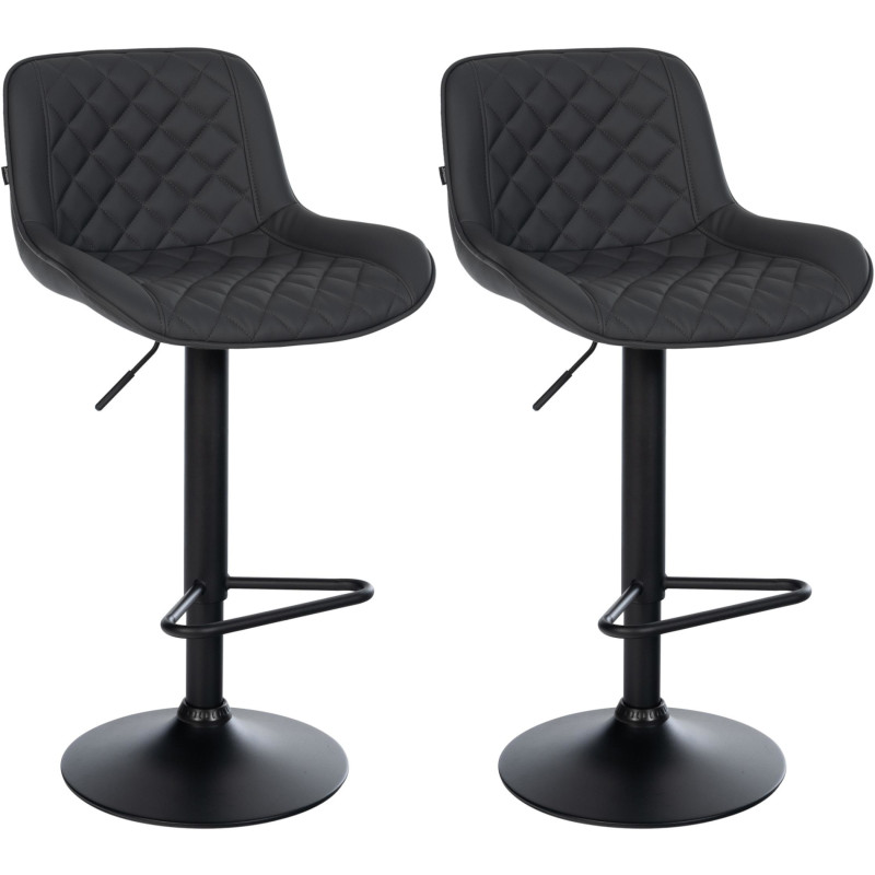 Lot de 2 tabourets de bar Kasson, simili cuir noir