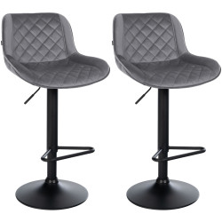 Lot de 2 tabourets de bar en velours Kasson gris foncé