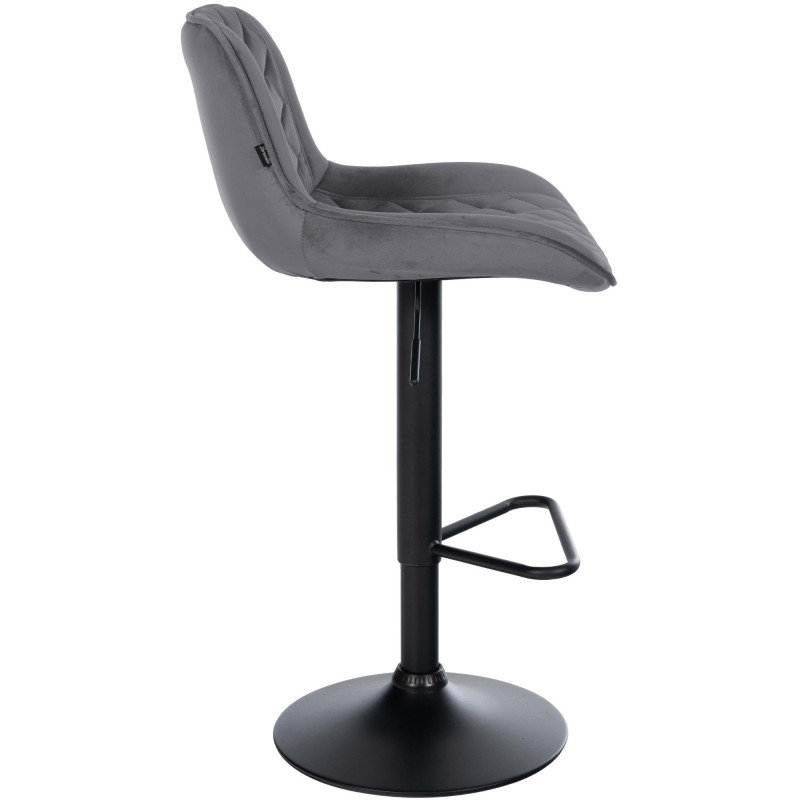 Lot de 2 tabourets de bar en velours Kasson gris foncé