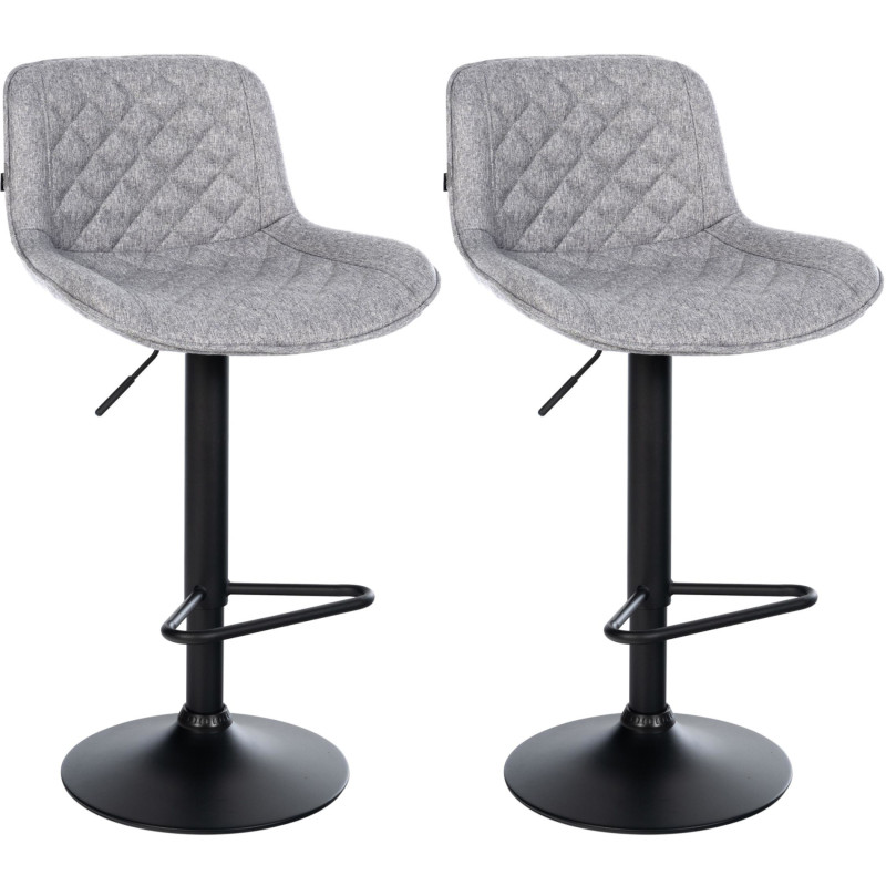 Lot de 2 tabourets de bar Kasson tissu gris