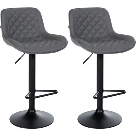 Lot de 2 tabourets de bar Kasson, simili cuir gris