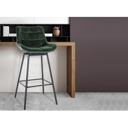 Set di 4 sgabelli da bar Weston girevole Verde scuro,Velluto