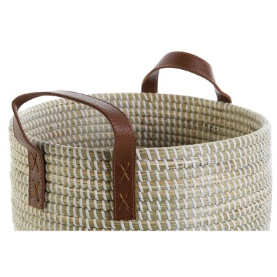 Set de basket DKD Home Decor Naturel Marron Clair Polyuréthane Herbier marin 41 x 41 x 29 cm