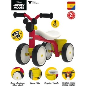 Smoby - Porteur 1er âge Mickey en métal - Rookie - Mixte - Rouge - 12 mois et plus