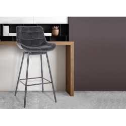 Set di 4 sgabelli da bar Weston girevole grigio scuro,Velluto