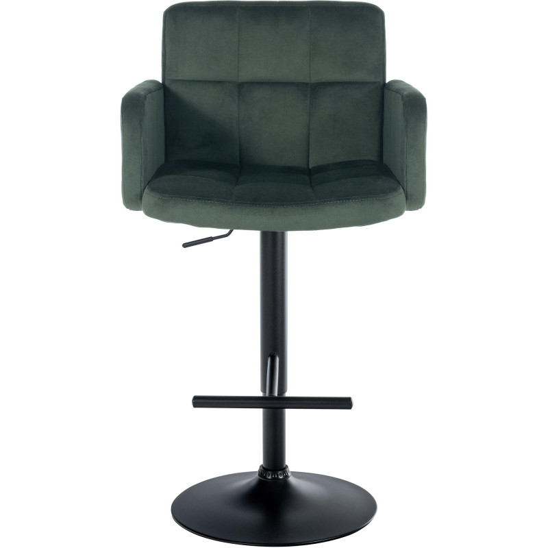 Ensemble de 2 tabourets de bar Los Angeles en velours noir vert foncé