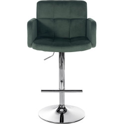 Ensemble de 2 tabourets de bar Los Angeles en velours chromé vert foncé