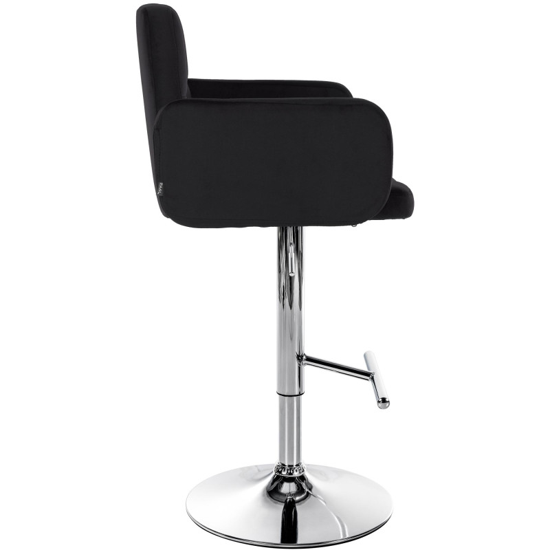 Lot de 2 tabourets de bar Los Angeles velours chrome noir