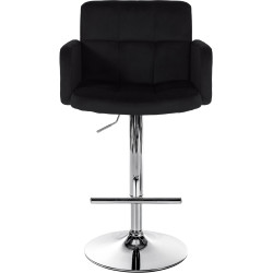Lot de 2 tabourets de bar Los Angeles velours chrome noir