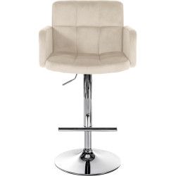 Set di 2 sgabelli da bar Los Angeles in velluto crema,cromo