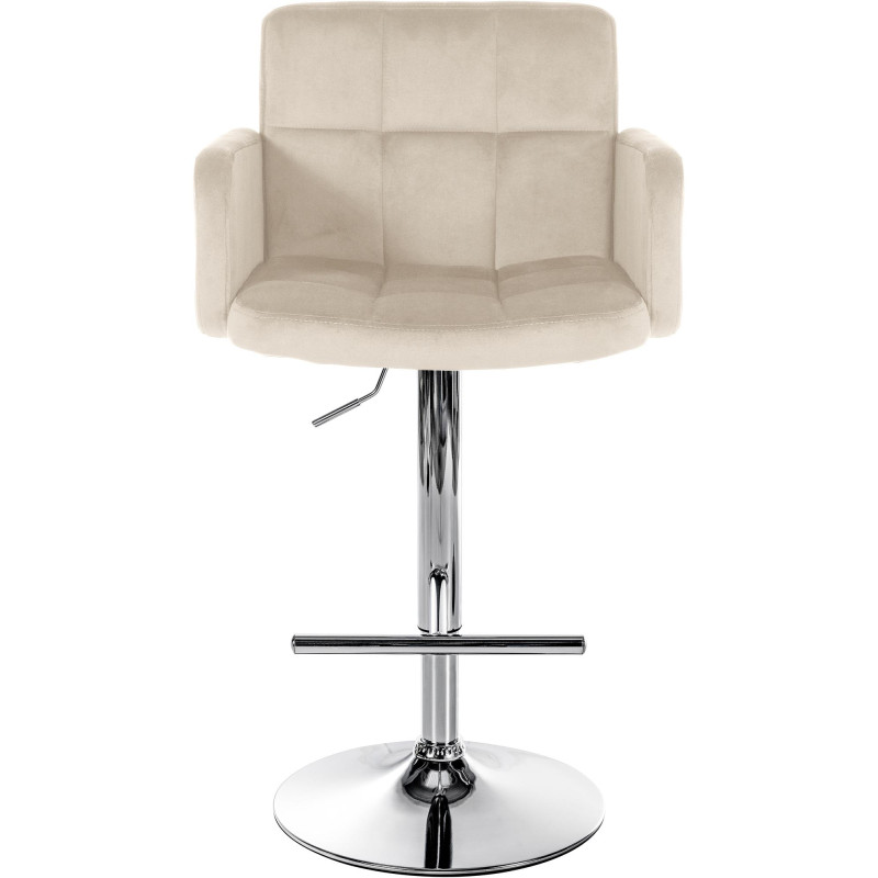 Set di 2 sgabelli da bar Los Angeles in velluto crema,cromo