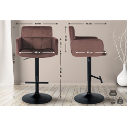 Lot de 2 tabourets de bar Los Angeles velours noir marron