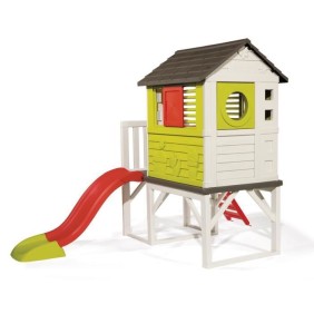 Maison Pilotis Smoby - Toboggan - Plateforme 70cm - Anti-UV - Vert - Fabriqué en France