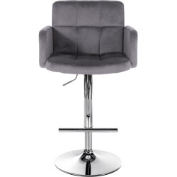 Lot de 2 tabourets de bar Los Angeles velours chrome gris foncé