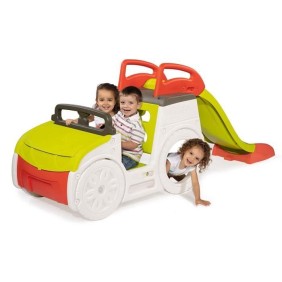 SMOBY - Adventure Car - Multi-activités - Voiture avec poste de conduite, toboggan et bac a sable