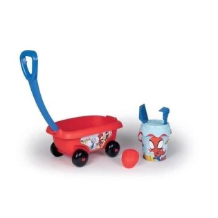 Smoby - Chariot de plage garni Spidey - Fabriqué en France - Pour enfants a partir de 18 mois - Bleu